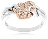 10k Rose and White Gold Diamond Chain Design Ring