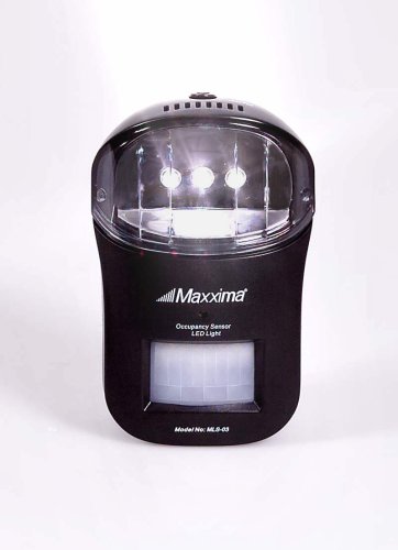 Kitchen: Maxxima MLS 03B Occupancy Sensor 3 LED Light  Black 