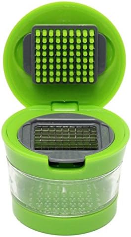 KunXun Multi-Function Ginger Garlic Press, Crusher, Mincer, Durable Plastic with Stainless Steel Blades(Green)