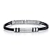 Impeccable Style: Stainless Steel ID-style Dual Rubber Cord Link Bracelet for Men