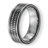 Chisel 7.5mm Tungsten and Black Ceramic Band