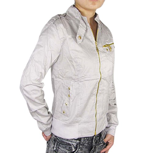 Allegra K Ladies Lavender blush Long Sleeve Pocket Jacket Top XS