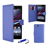 32nd® Book wallet PU leather case cover for Sony Xperia Z (L36h / L36i / C6603), including screen protector, cleaning cloth and touch stylus - Deep Blue