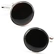 Silver and Round Onyx Cufflinks Cuff Links