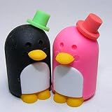 Authentic Iwako TRC Japanese Mr. & Mrs. Penguins Eraser Set of 2 (Pink and Black Tuxedo Penguin) - Popular Wedding Party Favors. Everybody's Favorite!