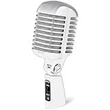 Pyle PDMICR42SL Classic Retro Vintage Style Dynamic Vocal Microphone with 15ft XLR Cable (Silver)