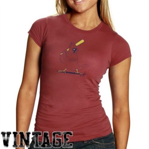Majestic St. Louis Cardinals Ladies Heather Red Cooperstown Big Time Play T-shirt (Large)