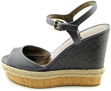 Coach Gwen Womens Size 10 Black Leather Wedge Sandals Shoes