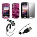 Electronics : Premium Hot Pink and Black Zebra Stripes Design Snap-On Cover Hard Case Cell Phone Protector + Crystal Clear LCD Screen Protector + Rapid Car Charger + USB Data Charge Sync Cable for Samsung Solstice A887 [Accessory Export Packaging]