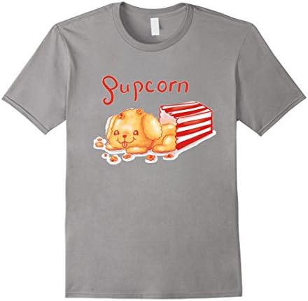 Men's Pupcorn T Shirt | Funny Dog And Popcorn T Shirt Large Slate
