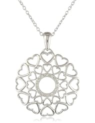 Womens Sterling Silver Diamond Circle of Hearts Pendant Necklace (0.06 cttw, I-J Color, I2-I3 Clarity), 18"