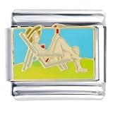 Woman Tanning Under Sun Italian Charms Bracelet Link