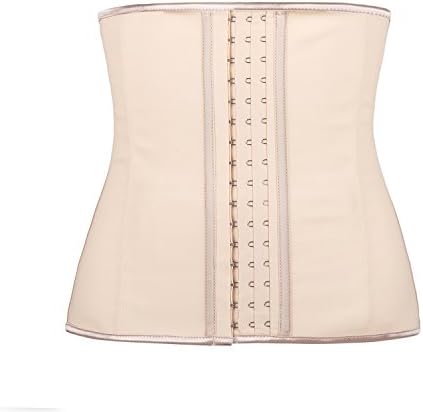 SexyDance "Perfect Waist" Firm Compression Latex Steel Bone 17 Hooks Waist Trainer Rubber Cincher Underbust Corset Body Shaper(Beige S)