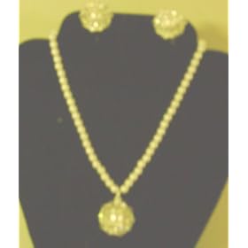 Imported White Pearl Long Chain Necklace and Rhinestone Pearl Earrings and Pendant for Women and...