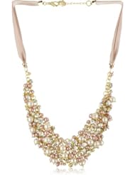 Nina Melanie Blush Colored Glass Pearl and Crystal Necklace