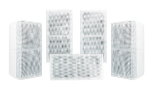Pure Resonance Audio 5.1 Surround Sound Home Theater UniSat Mini Cube Speaker System White Brackets Included Pure Resonance Audio 5.1 Surround Sound Home Theater UniSat Mini Cube Speaker System White Brackets Included