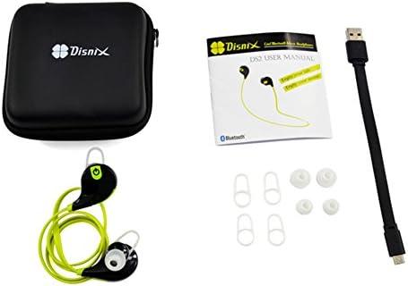 Wireless Bluetooth Earbuds By Dismix, Lightweight Wireless Bluetooth 4.0 with Aptx Stereo Running, Sport Headphones, Premium Sweat Proof Earbuds with Built in Microphone, up to 6 Hour Battery, ENGLISH VOICE PROMPTS (Black/Green)