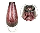 100% Handcraft Murano Glass Art Black Reticello Crystal Vase