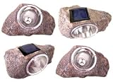 2 Large Outdoor 4-LED Solar Garden Lawn Deco Rock Light