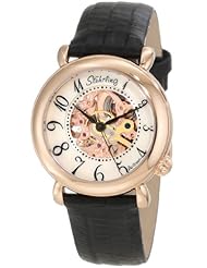 Stuhrling Original Womens 108.12457 Classic Metropolis Wall Street Automatic Skeleton Rose Tone Watch