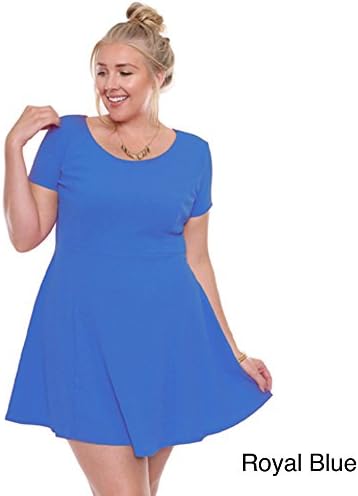 Beston Plus Size Royal Blue Sleeved Skater Dress 65748XL,ROYAL BLUE,3XL
