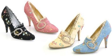 4.5" Decorative Fabric Pump W/Rhinestones by Ellie 418-ANNETTE (BLK,8)