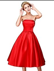 Lace-Up Tea Length Evening Dress/Wedding Party Dress 