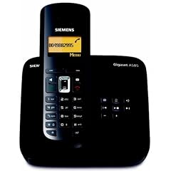 Siemens Gigaset A585 Duo Schnurloses DECT-Telefon mit zusätzlichem Mobilteil und Anrufbeantworter, pianoschwarz