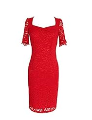 Sexy Square Neck Elbow Length Sleeves Lace Polyester/Spandex Knee Length Club Dress/Evening Dress/Wedding Party Dress 