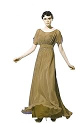 A-line Round Neck Short Sleeves Beaded Cocktail Floor Length Chiffon Homecoming Dress/Pageant Dress/Prom Dress/Party Dress/Wedding Dress 