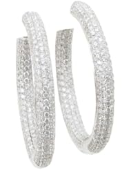 Women 18k White Gold 3.42ctw diamond Hoop earring 71 LE283 Size 11.96