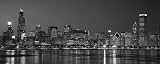 Chicago Skyline Poster - Black and White - 18 X 45