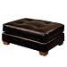 Tuxedo Leather Cocktail Ottoman - Black