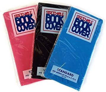 Stretchable Book Covers Standard Size 3 Piece Bundle Pink Blue Black