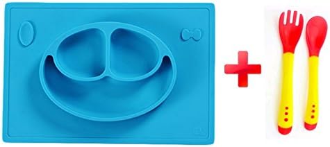 MadisonRose Silicone Placemat with Built-In Plate for Babies, Toddlers and Kids, Suctions to Table, Blue