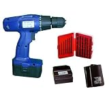 18V Blue Cordless Drill With Free Hss Drill Bit Set