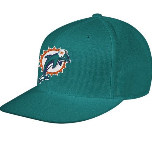 Reebok Miami Dolphins Aqua Sideline Flat Bill Fitted Hat (6 7/8)