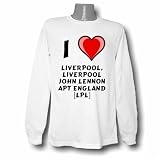 I Love Liverpool, LIVERPOOL JOHN LENNON APT ENGLAND [LPL] Long Sleeve T-shirt Large White
