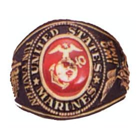 Marine Deluxe Engraved Ring - 18kt Heavy Gold Electroplate