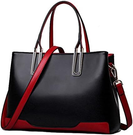 Meet Color Womens Pu Leather Mosaic Color Crossbody Top-handle Tote Handbags Black