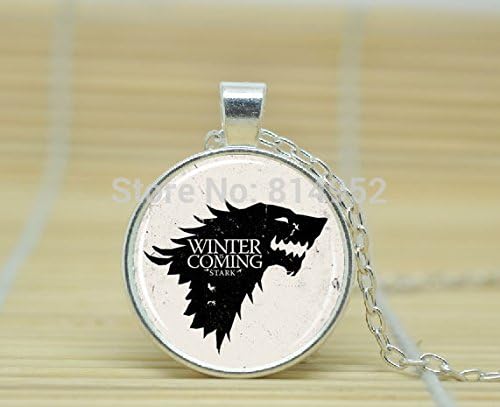 VintaStore Art Glass Necklace Game Of Thrones House Of Stark Sigil Direwolf Robb Stark Winter Is Coming Jewelry A3000