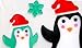 Christmas Reusable Gel Window Clings ~ 2 Penguins with Hats, Baby Seal and Snowflakes (17 Clings, 1 Sheet)