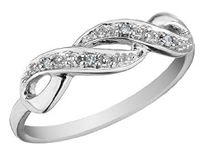 Infinity Diamond Promise Ring in 10K White Gold, Size 6