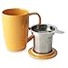 FORLIFE Curve Tall Tea Mug with Infuser and Lid 15 ounces, Mandarin