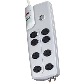 Globe 7721501 8-Outlet Home Theater Surge Protector, with 6-Ft Cord