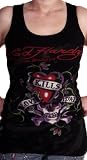 ED HARDY Womens T-Shirt Tank Top Tattoo Love Kills Slowly Black