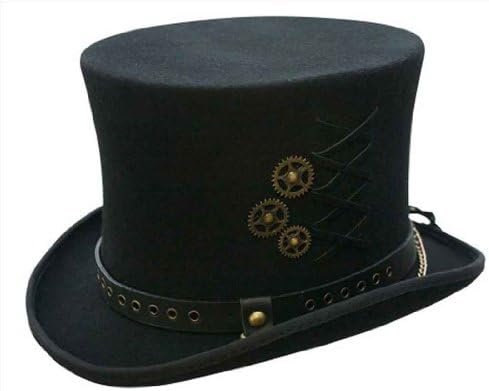 Kenny K Hats Wool Steam-Punk Top Hat, Black, Medium
