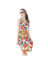 Girls Short Floral Print Geometric Print Summer Sleeveless Tunic 