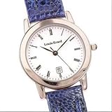 Louis Erard Womens Stainless Steel Watch With Blue Lizard Leather Band