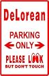 DELOREAN PARKING classic luxury sport sign